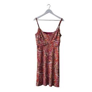 Ann Taylor Loft Dress Floral Paisley Print Sleeveless Slip Orange Pink Size 10